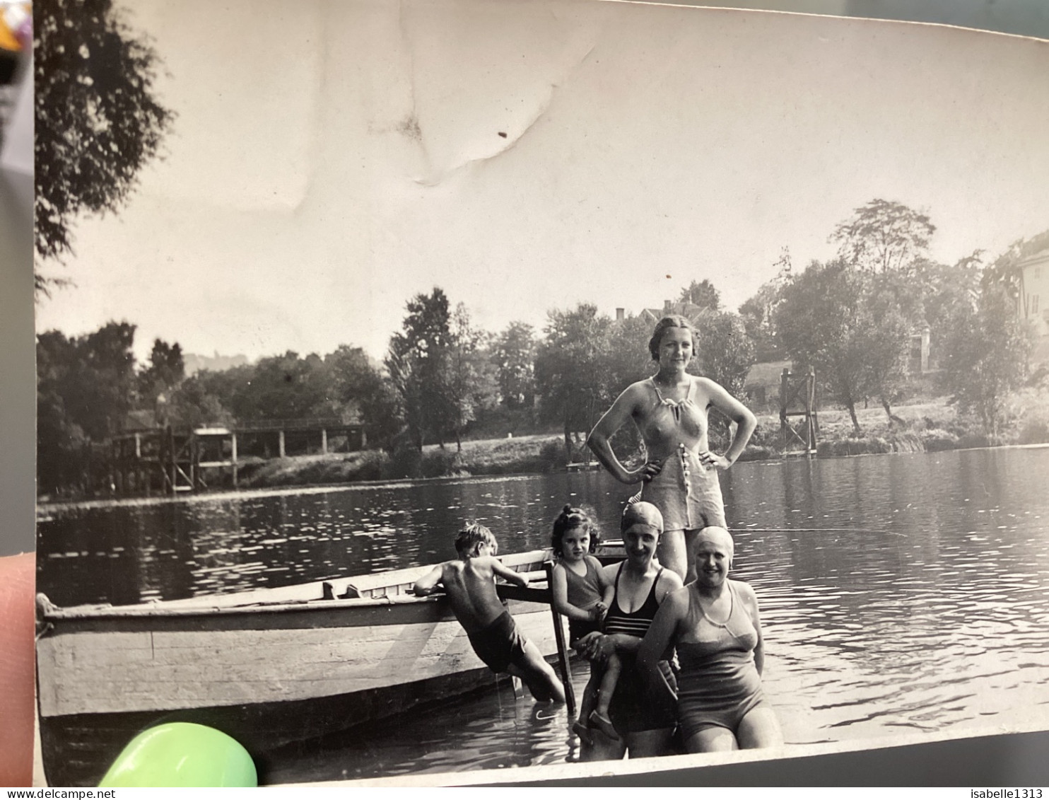 Photography Photo Snapshot 1930 Cannes Belle Femme En Maillot De Bain, On Voit à Travers Femme Avec Enfants En Maillot D - Anonieme Personen