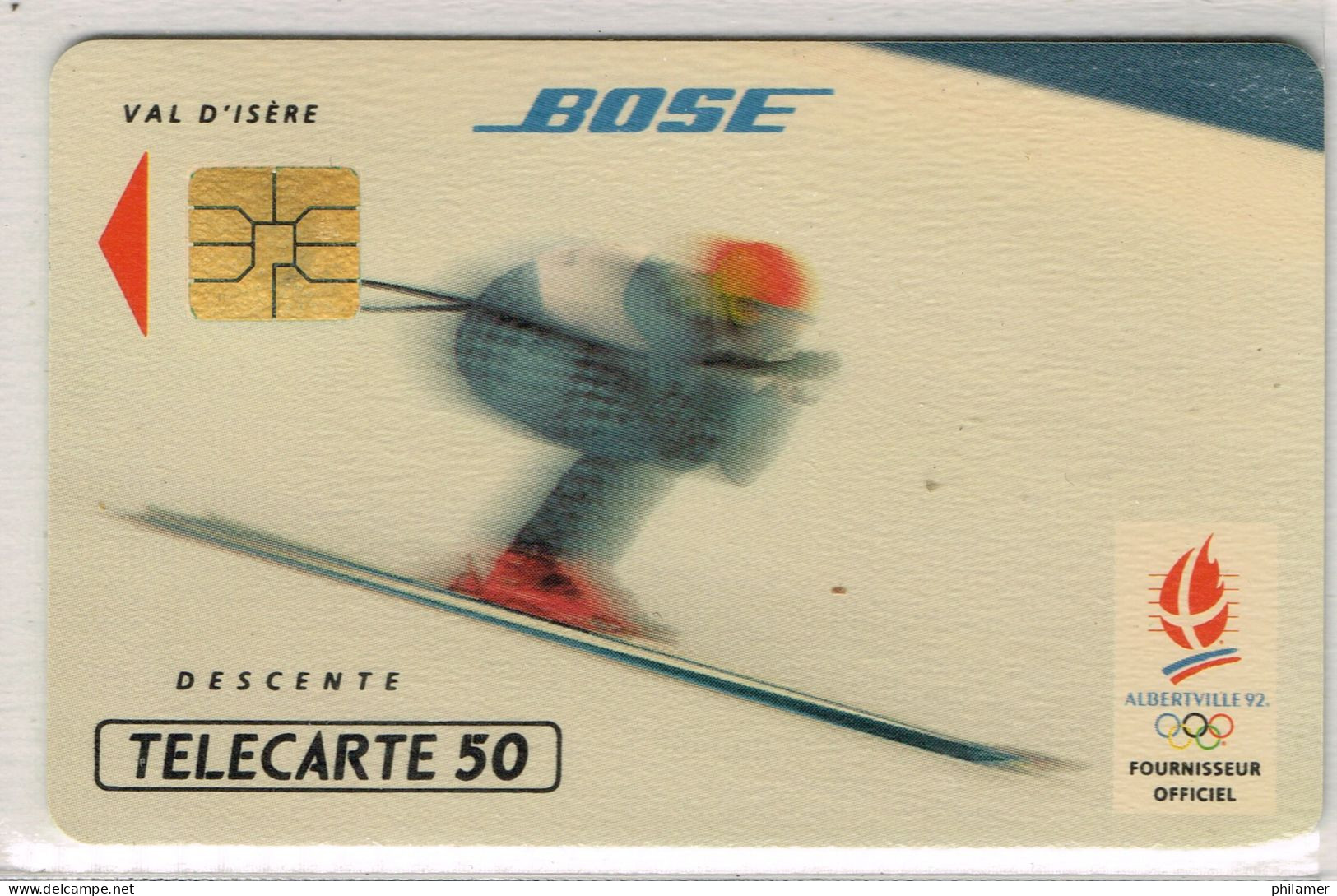France Telecarte Phonecard F212 Bose Enceinte Musique Descente Ski Val D'isere Sport Jeux Olympique Albertville Ut BE - 1991