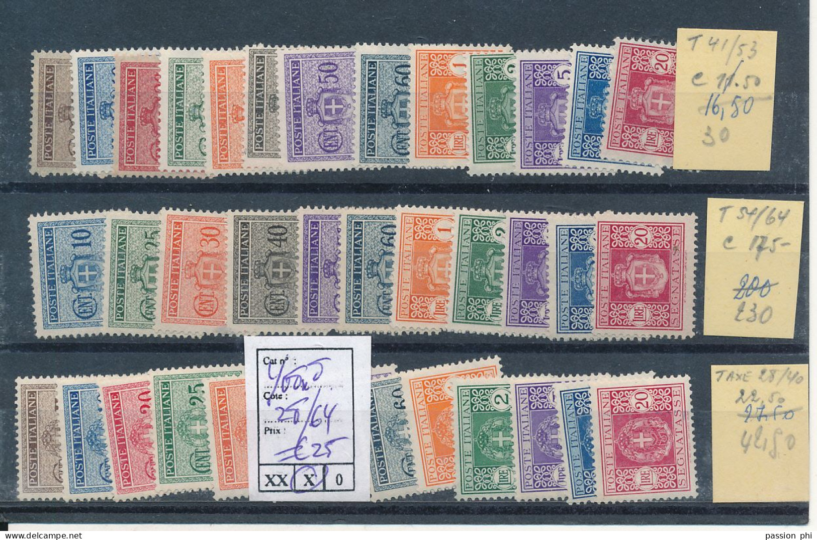 ITALY POSTAGE DUE YVERT 28/64 LH - Postage Due