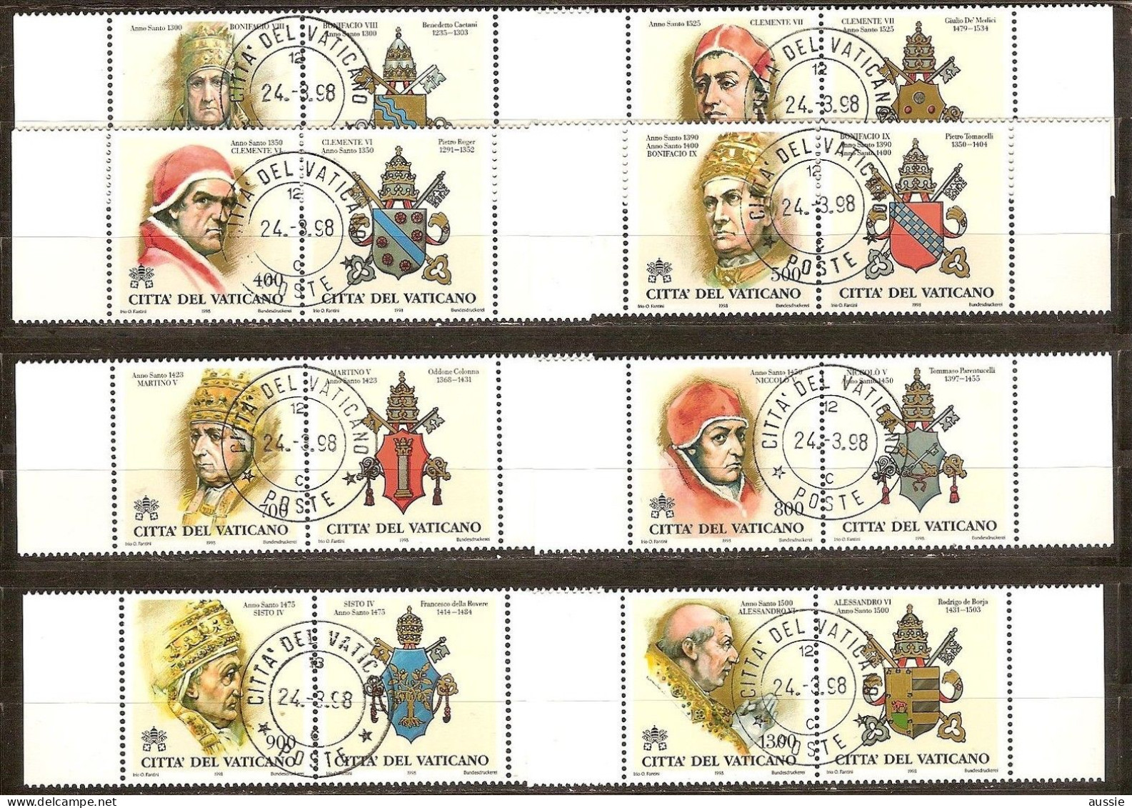 Vatican Vatikaan 1998 Yvertn° 1096-1103 (°) Used Cote 15 € Les Papes Pausen - Used Stamps