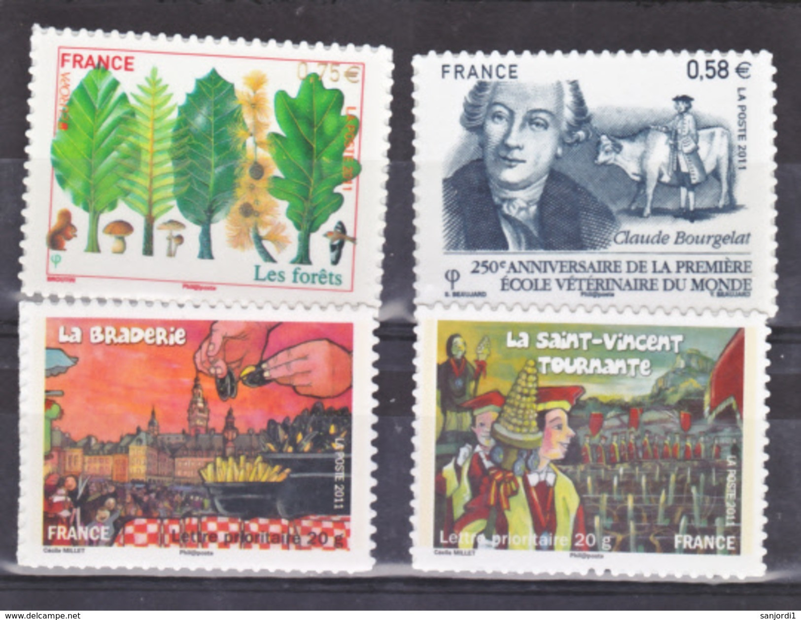 France  564 565 568a 583a Autoadhésifs 2011 Neuf ** TB MNH Sin Charnela Faciale 3.9 - Unused Stamps