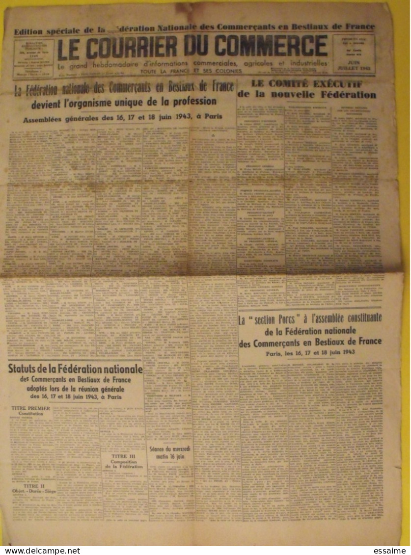 Le Courrier Du Commerce. N° 6710 De Juin-juillet 1943. Commerçants Bestiaux Guerre. Une Curiosité. - Other & Unclassified