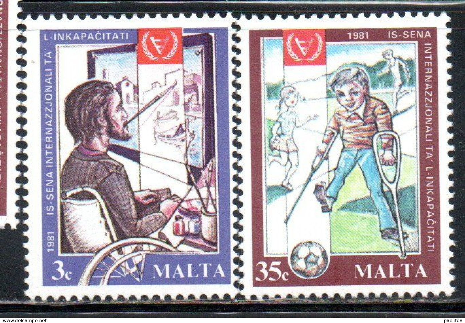 MALTA 1981 INTERNATIONAL YEAR OF DISABLED ANNO INTERNAZIONALE DEL DISABILE COMPLETE SET SERIE COMPLETA MNH - Malta