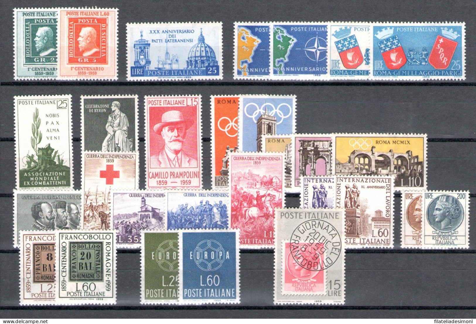 1959 Italia Repubblica, Francobolli Nuovi, Annata Completa 29 Valori, MNH** - Full Years