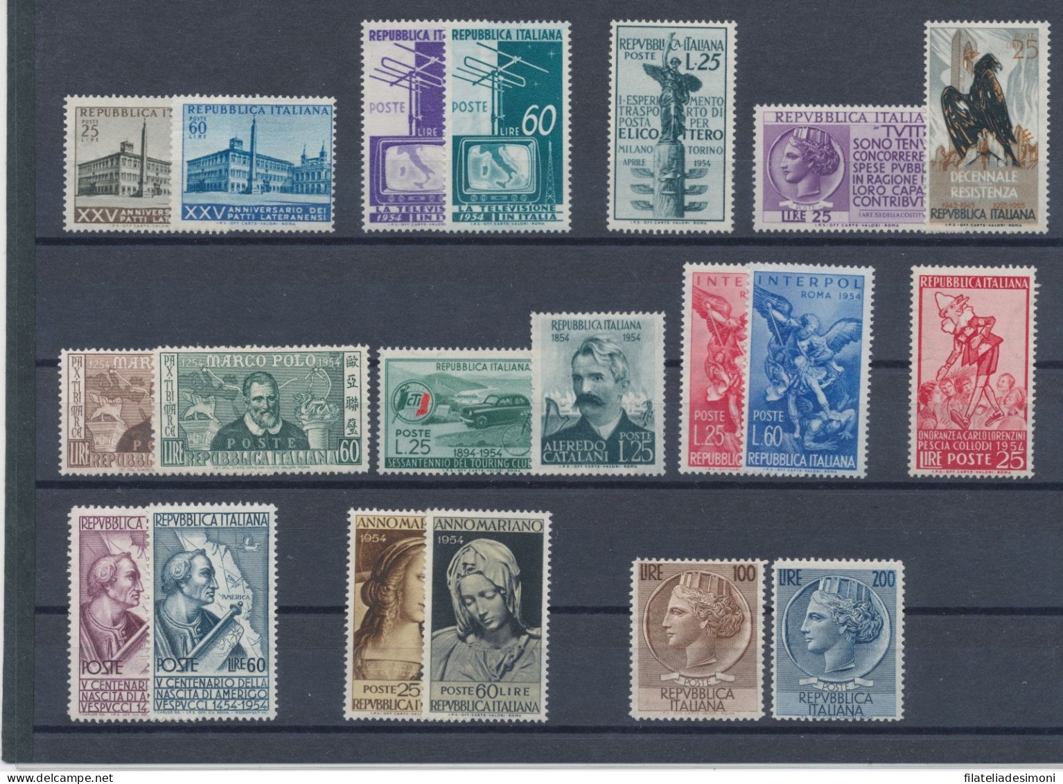 1954 Italia Repubblica, Francobolli Nuovi, Annata Complete 20 Valori MNH** - Annate Complete