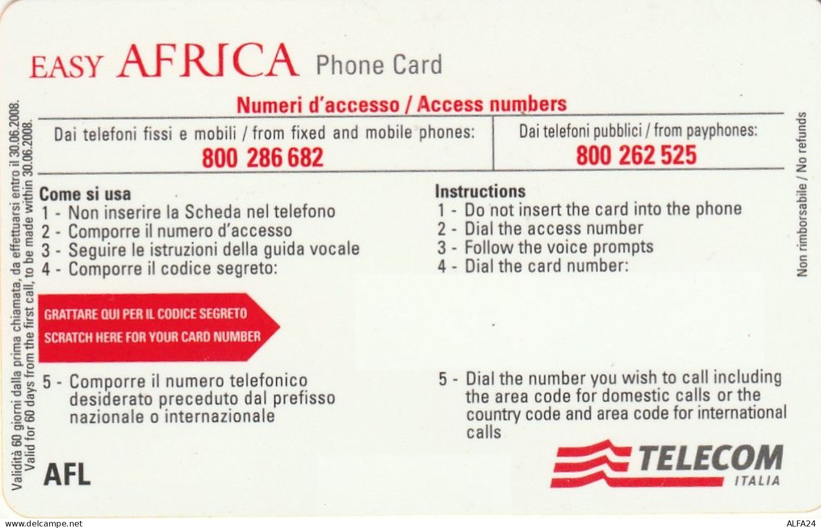 PREPAID PHONE CARD ITALIA AFL PROTOTIPO (CZ1448 - Pubbliche Ordinarie