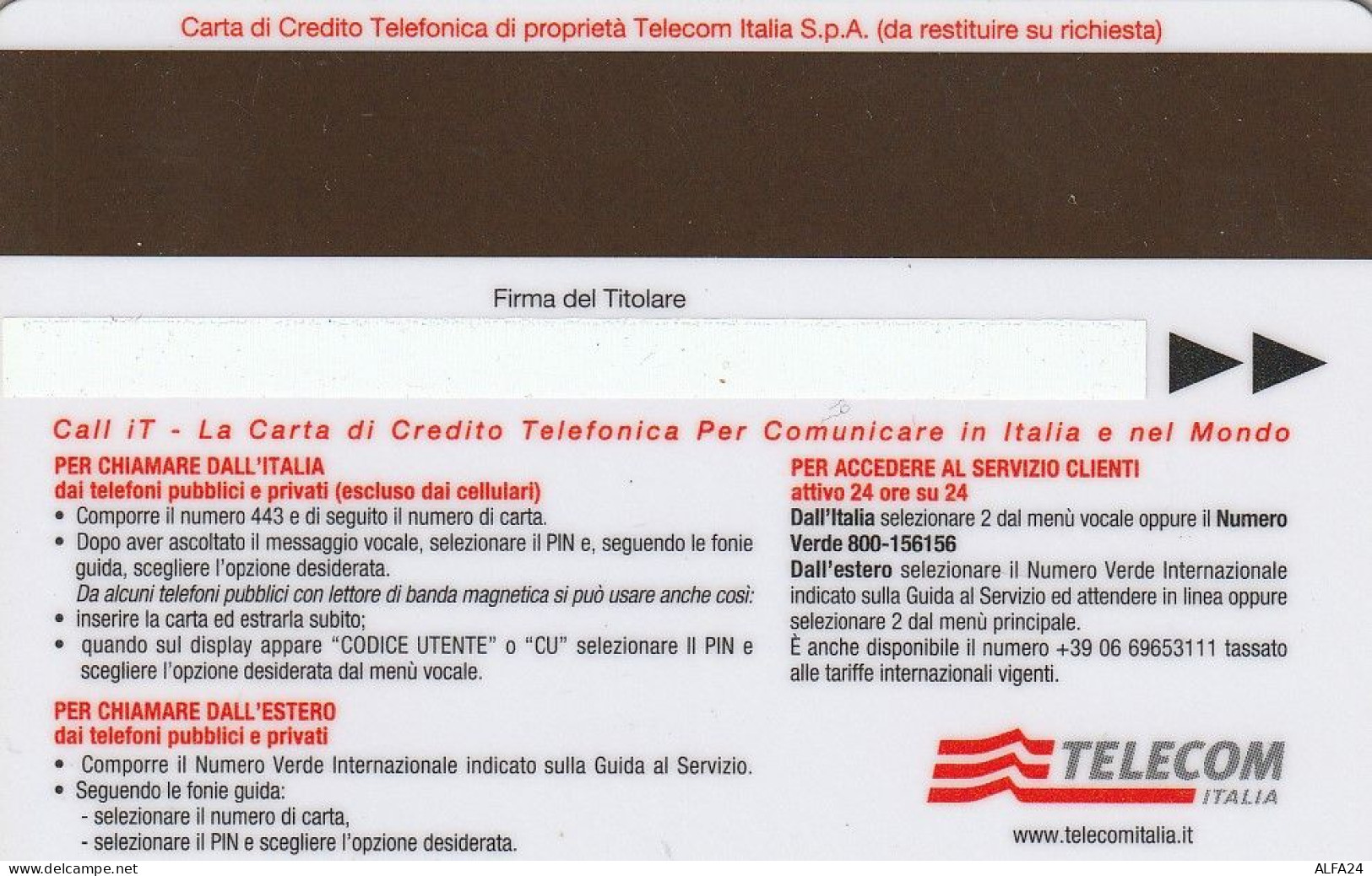 CARTA CREDITO TELECOM CALL IT  (CZ1437 - Usages Spéciaux