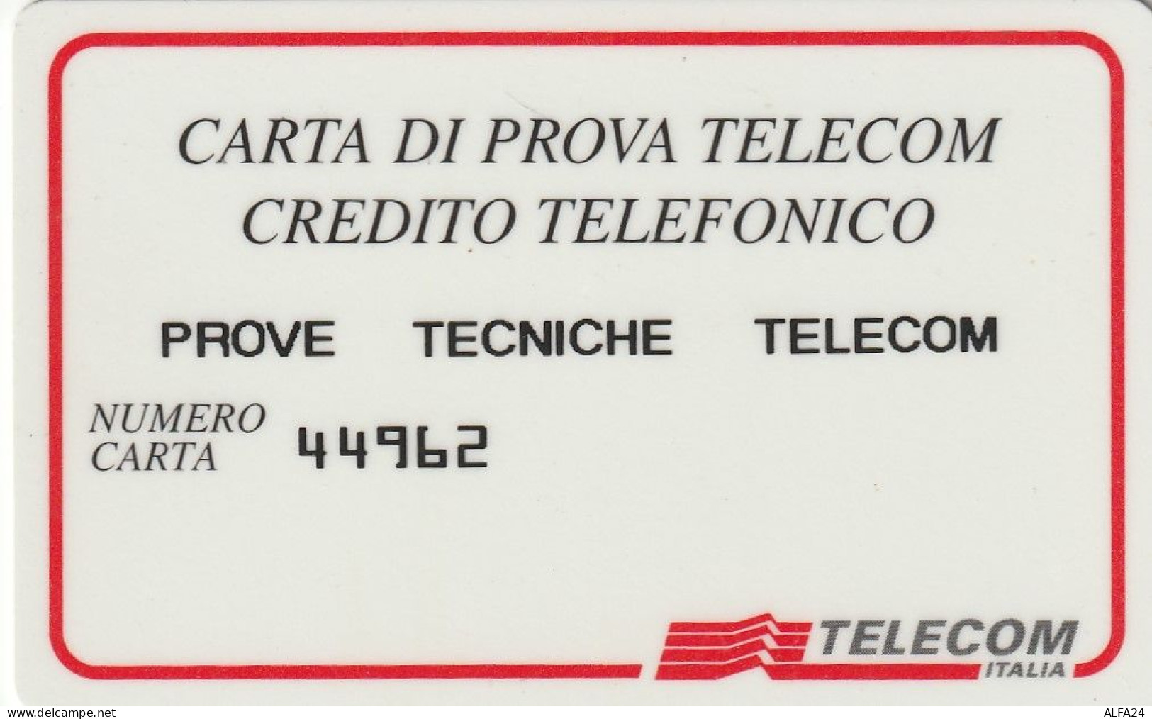 CARTA DI PROVA TELECOM CREDITO TELEFONICO  (CZ1432 - Tests & Services