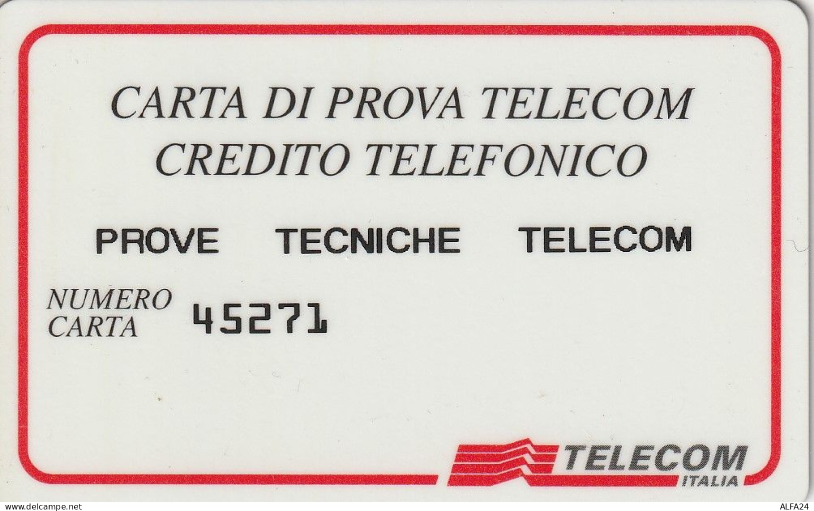 CARTA DI PROVA TELECOM CREDITO TELEFONICO  (CZ1429 - Tests & Servicios