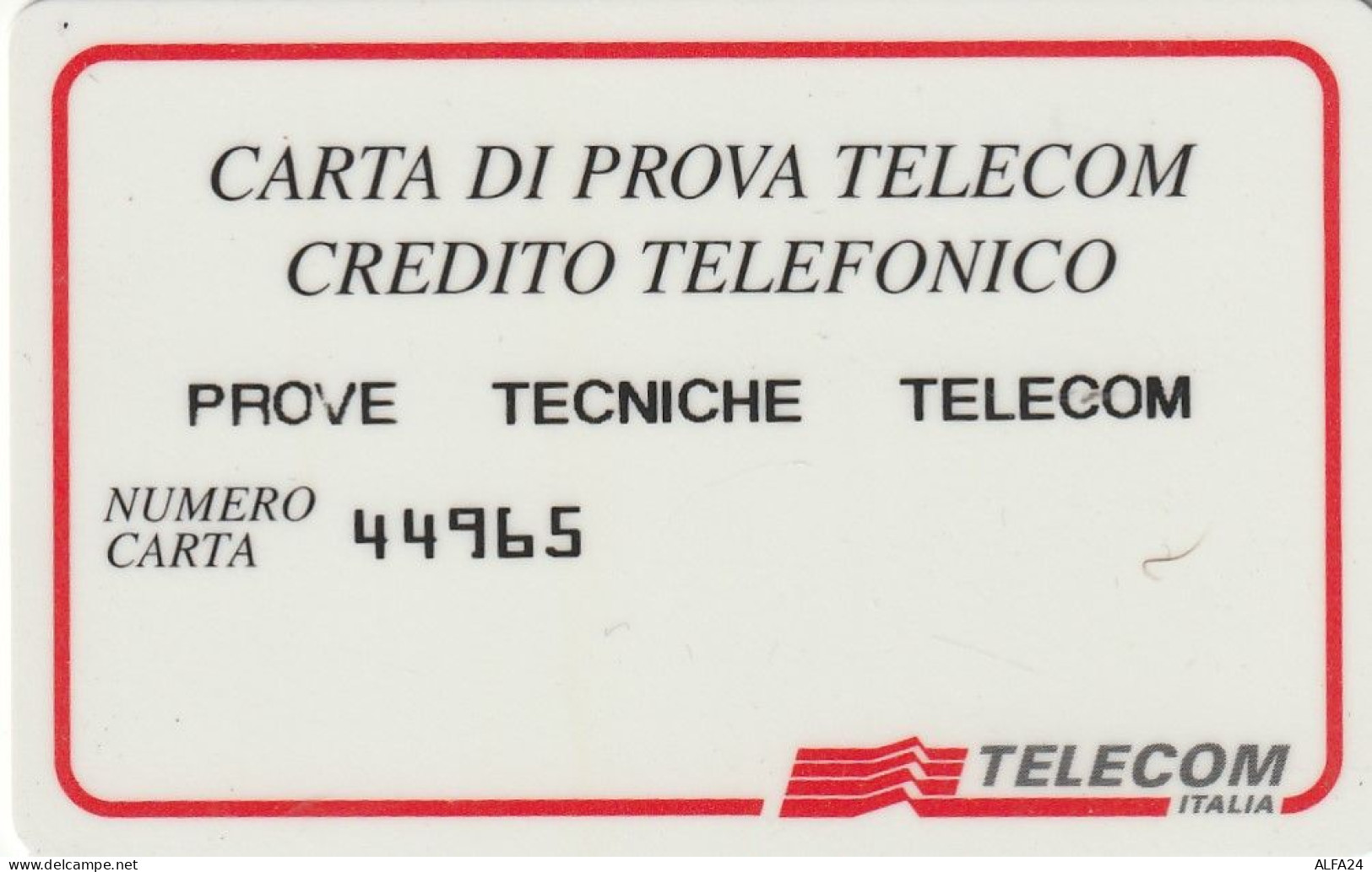 CARTA DI PROVA TELECOM CREDITO TELEFONICO  (CZ1430 - Tests & Diensten