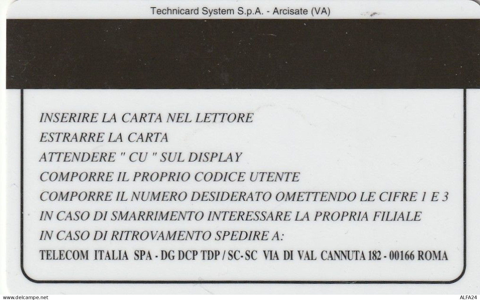 CARTA DI PROVA TELECOM CREDITO TELEFONICO  (CZ1430 - Test- Und Dienst-TK