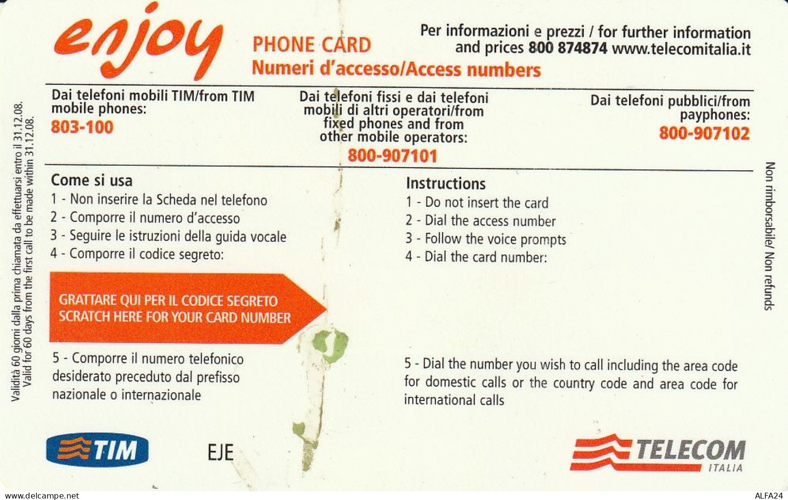 PREPAID PHONE CARD ITALIA EJE PROTOTIPO (CZ1418 - Public Ordinary