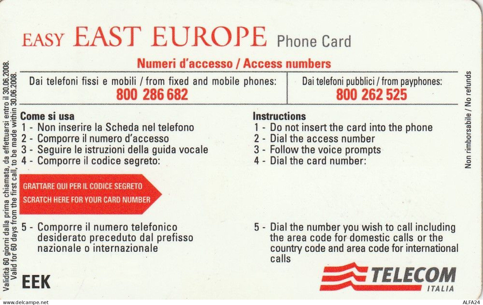 PREPAID PHONE CARD ITALIA EEK PROTOTIPO (CZ1421 - Publiques Ordinaires