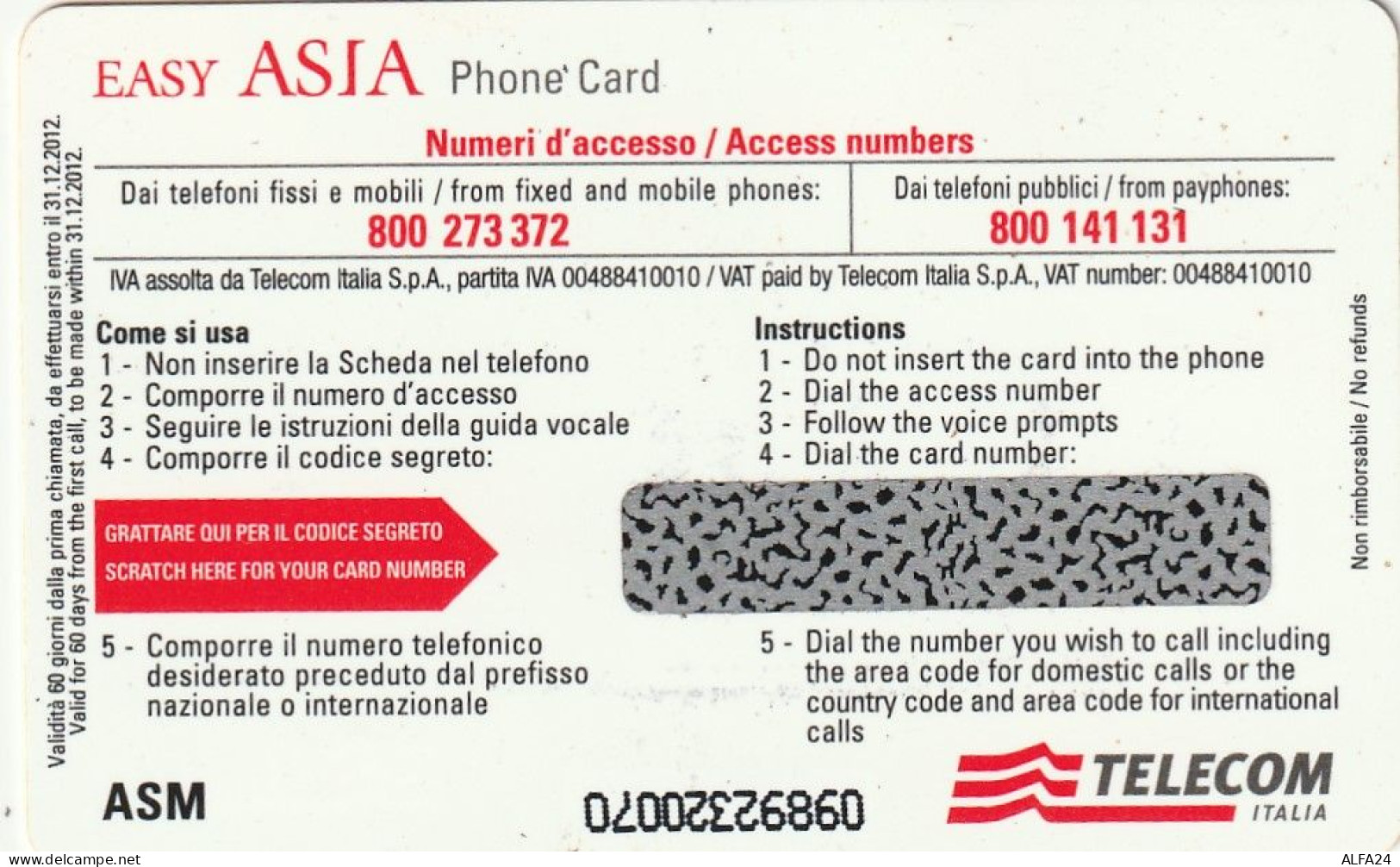 PREPAID PHONE CARD ITALIA ASM (CZ1424 - Openbaar Gewoon