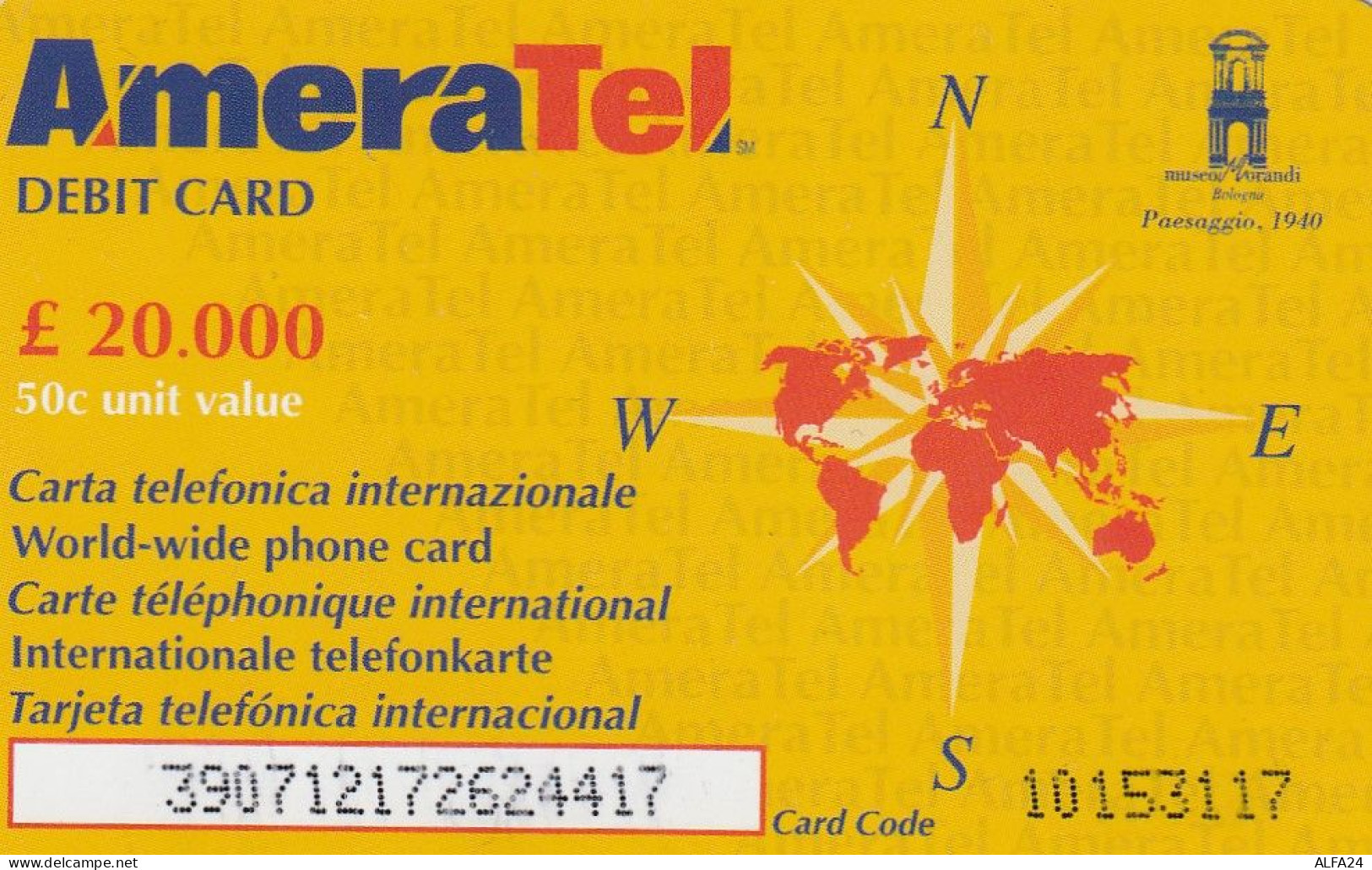 PREPAID PHONE CARD ITALIA AMERATEL (CZ1392 - [2] Tarjetas Móviles, Prepagadas & Recargos