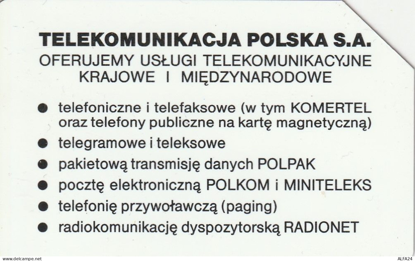 PHONE CARD POLONIA  (CZ1327 - Pologne