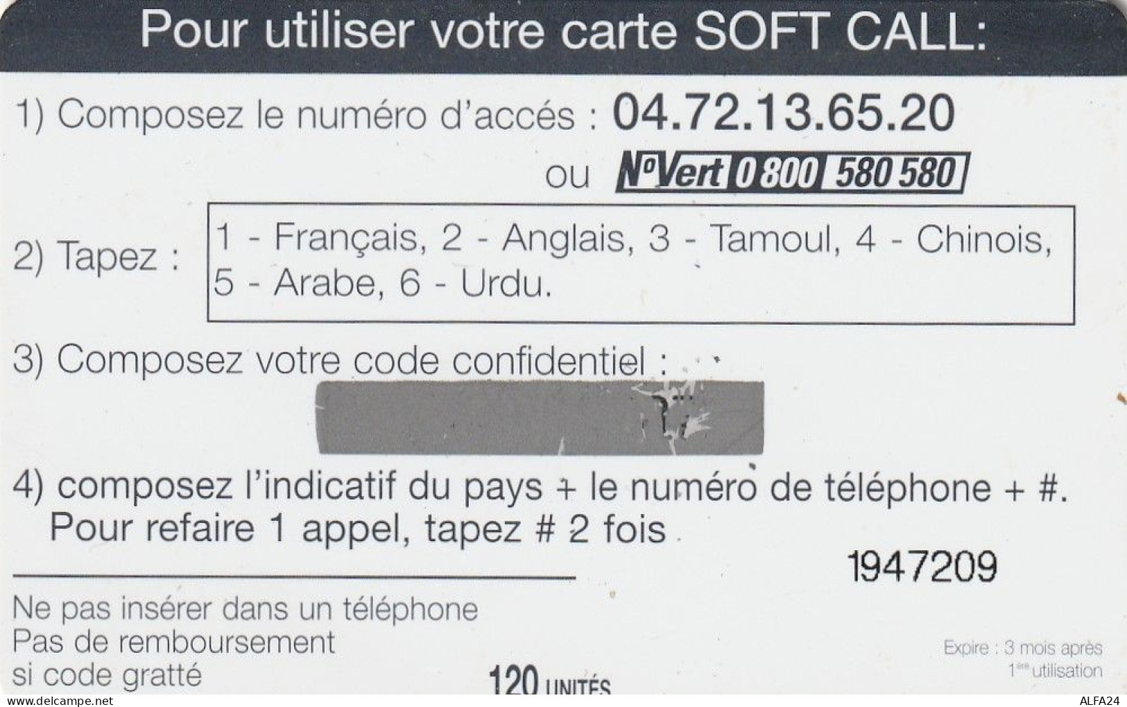 PREPAID PHONE CARD FRANCIA  (CZ1288 - Sonstige & Ohne Zuordnung