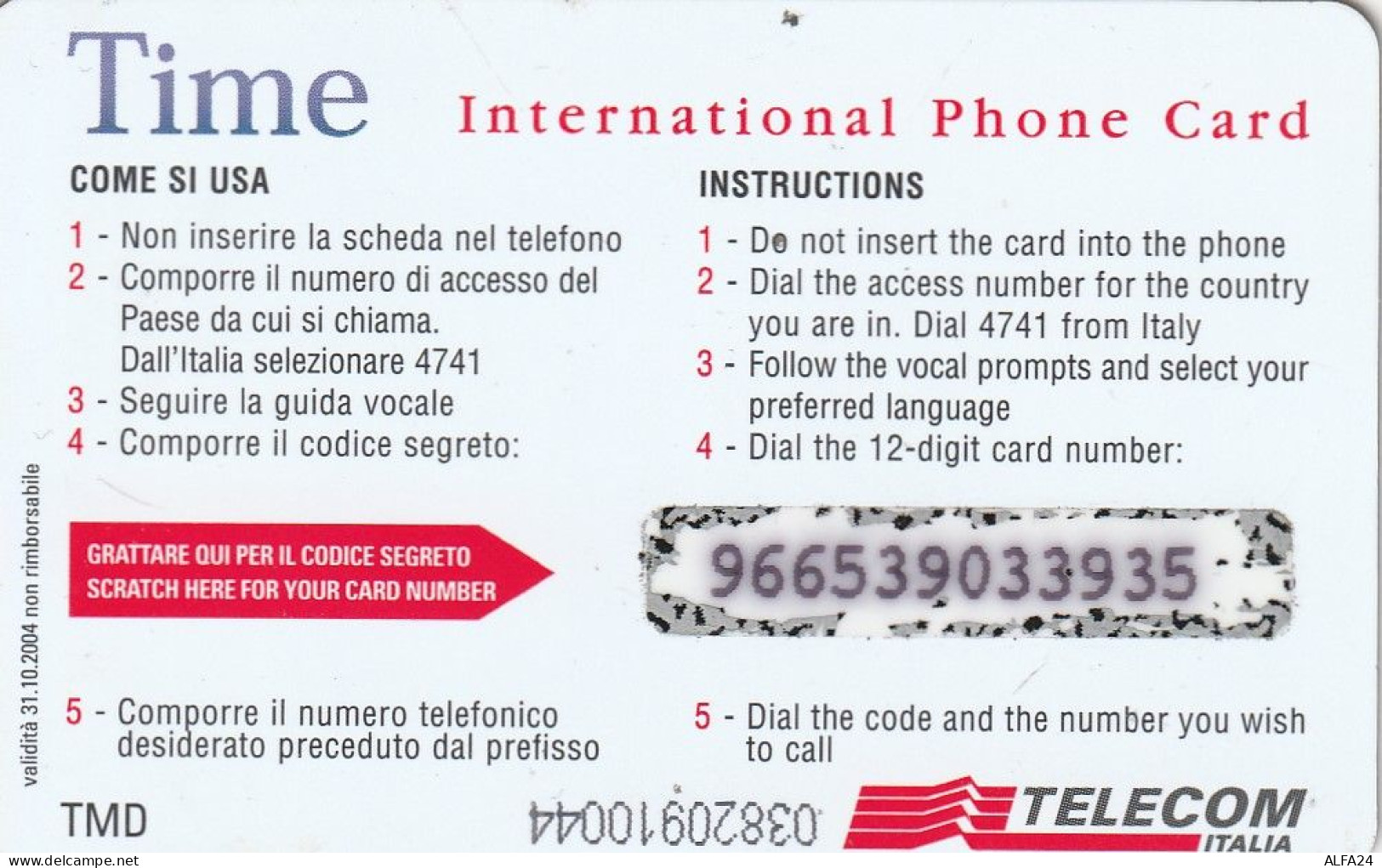 PREPAID PHONE CARD ITALIA TIME TELECOM (CZ1291 - Cartes GSM Prépayées & Recharges