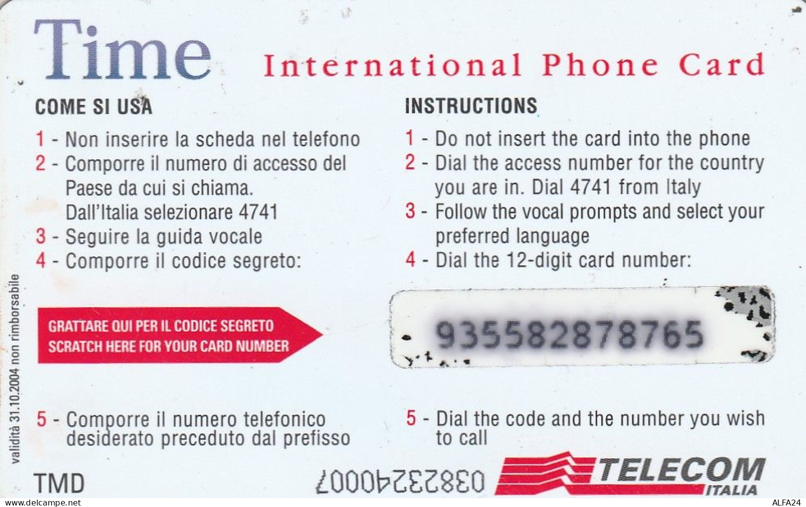 PREPAID PHONE CARD ITALIA TIME TELECOM (CZ1293 - [2] Sim Cards, Prepaid & Refills