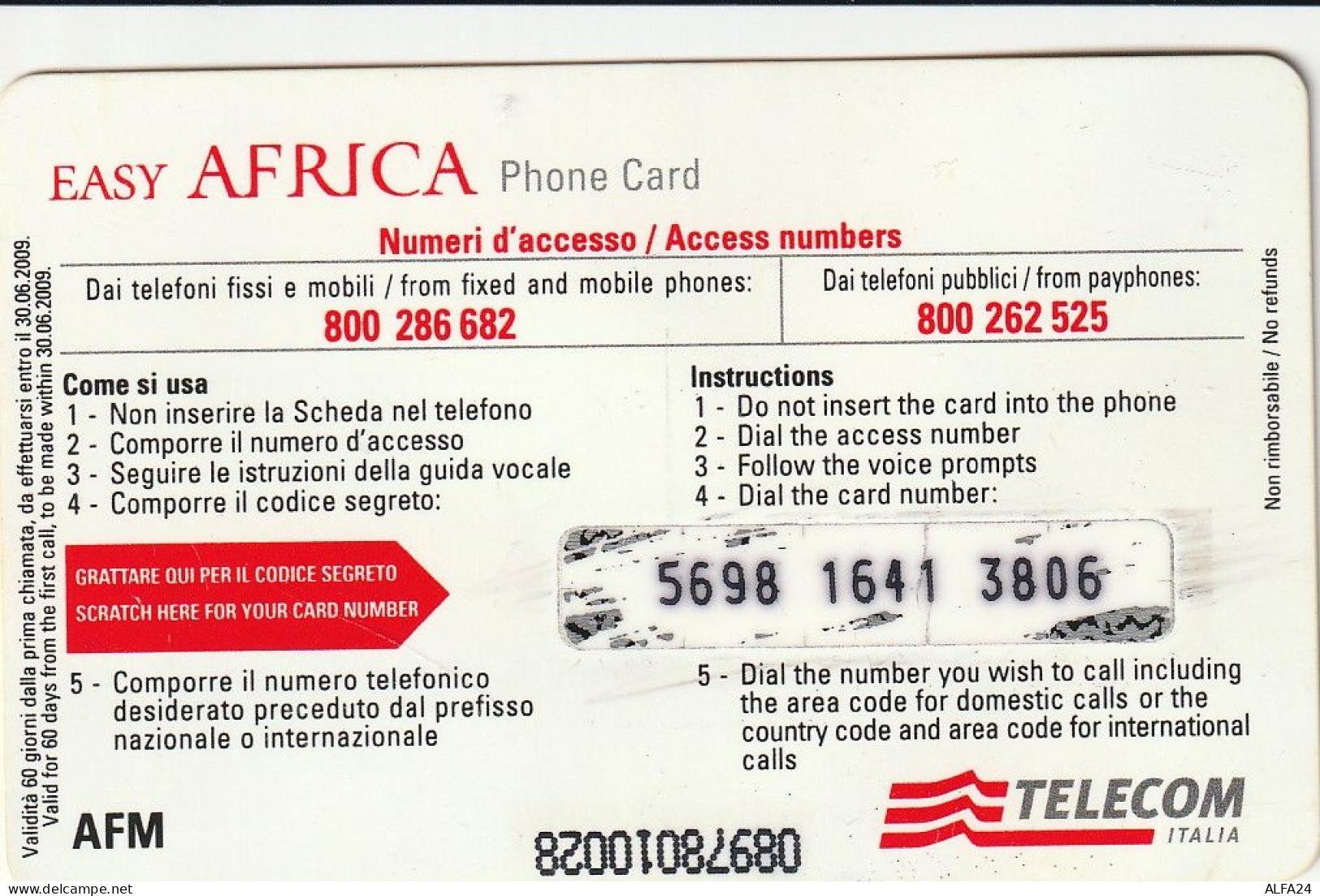 PREPAID PHONE CARD ITALIA AFM (CZ1257 - GSM-Kaarten, Aanvulling & Voorafbetaald