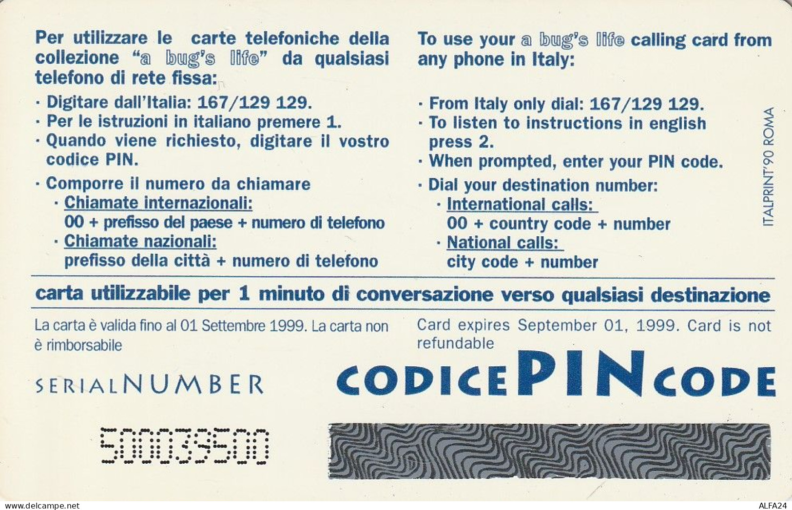 PREPAID PHONE CARD ITALIA RLSCOM (CZ1115 - GSM-Kaarten, Aanvulling & Voorafbetaald