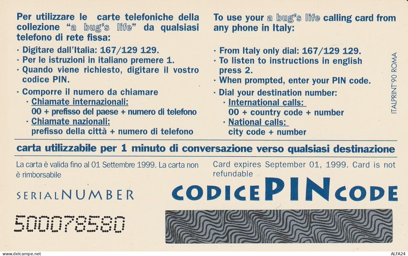 PREPAID PHONE CARD ITALIA RLSCOM (CZ1114 - GSM-Kaarten, Aanvulling & Voorafbetaald