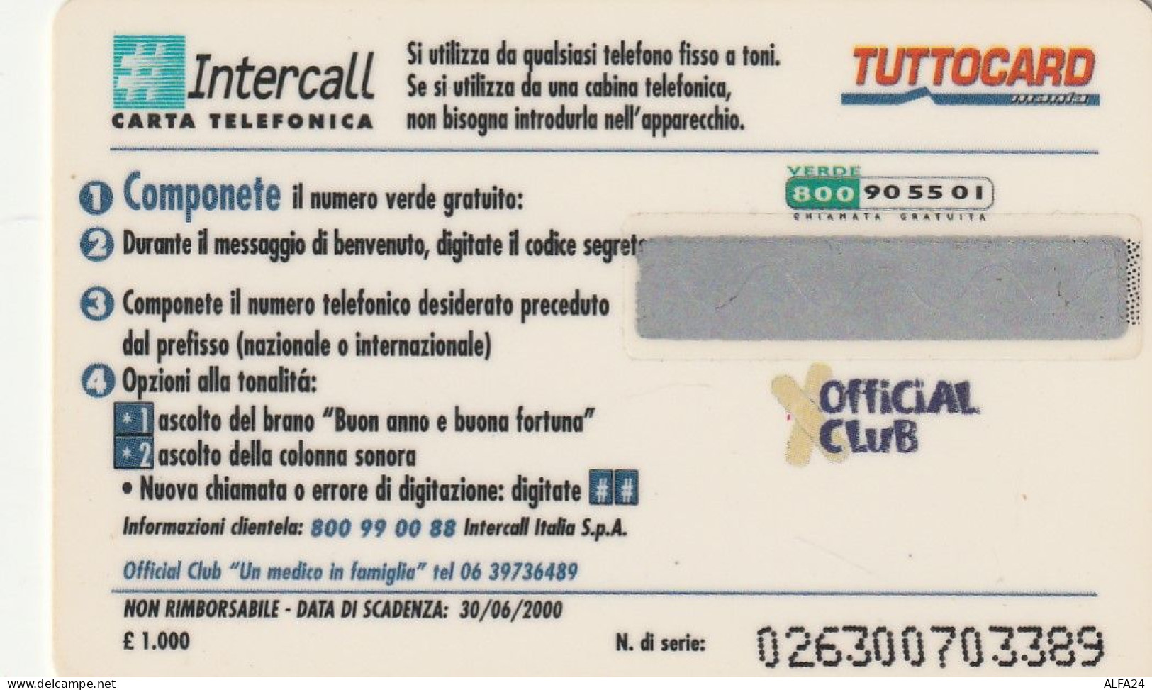 PREPAID PHONE CARD ITALIA INTERCALL (CZ1110 - Schede GSM, Prepagate & Ricariche