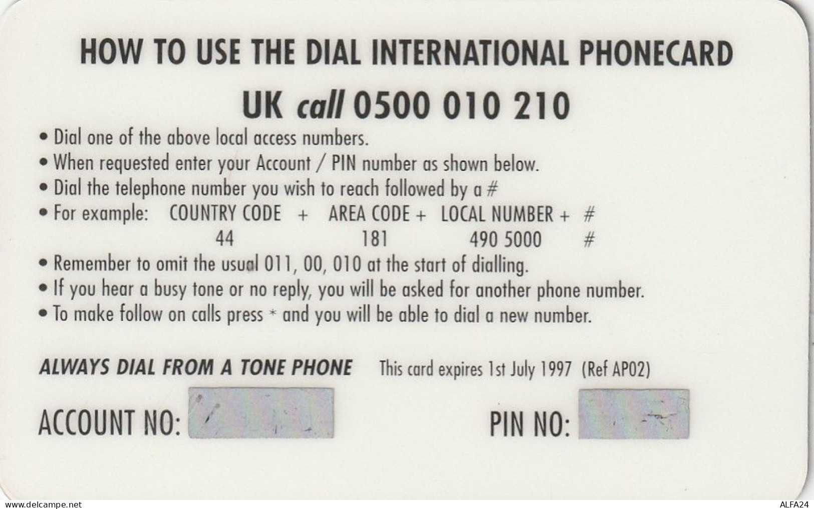 PREPAID PHONE CARD UK  (CZ1100 - BT Kaarten Voor Hele Wereld (Vooraf Betaald)