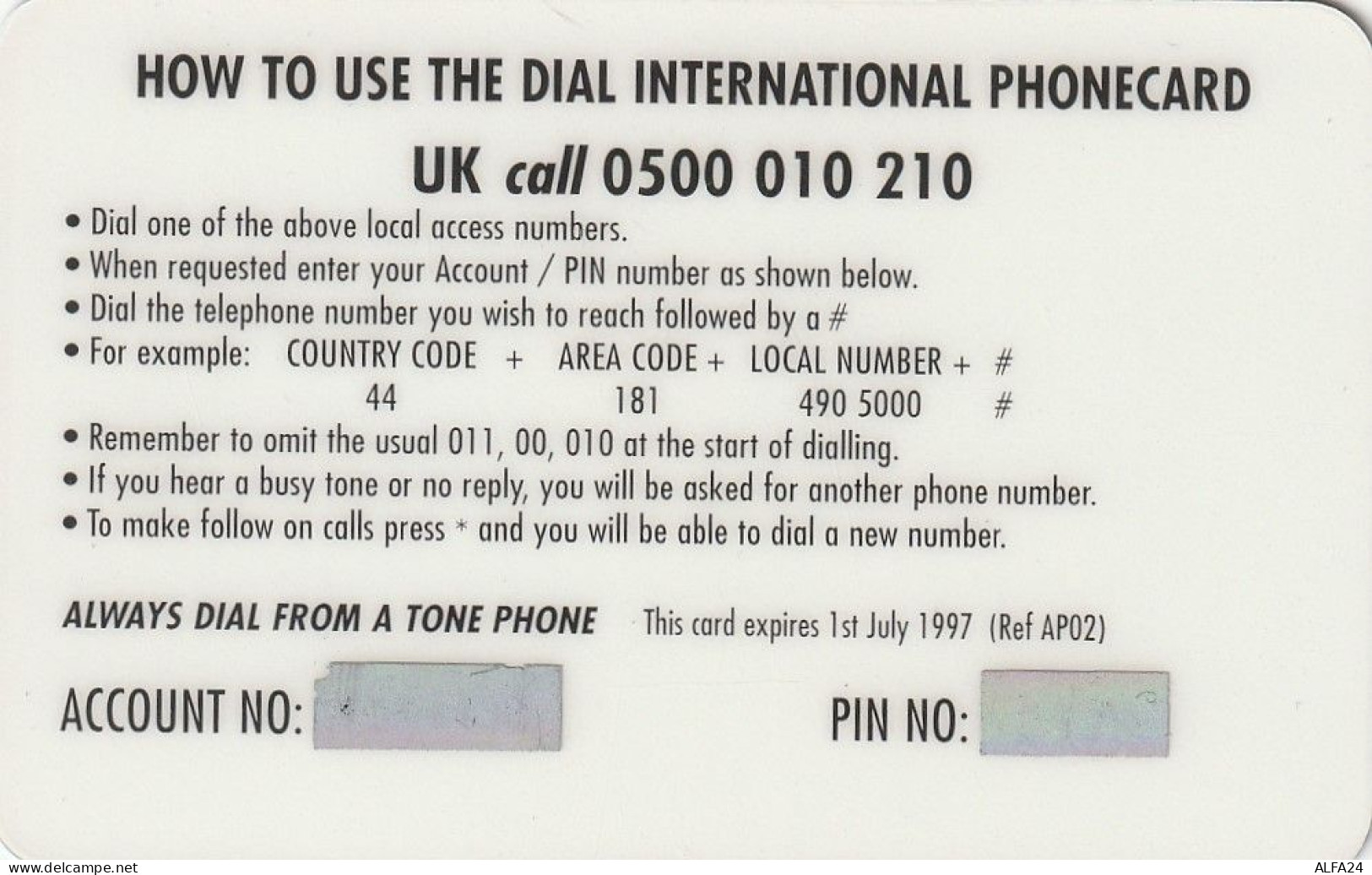 PREPAID PHONE CARD UK  (CZ1104 - BT Global Cards (Prepagadas)