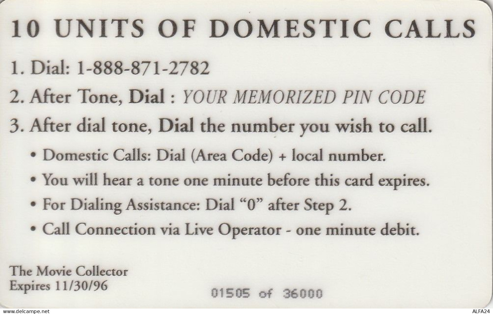 PREPAID PHONE CARD USA  (CZ1103 - Otros & Sin Clasificación