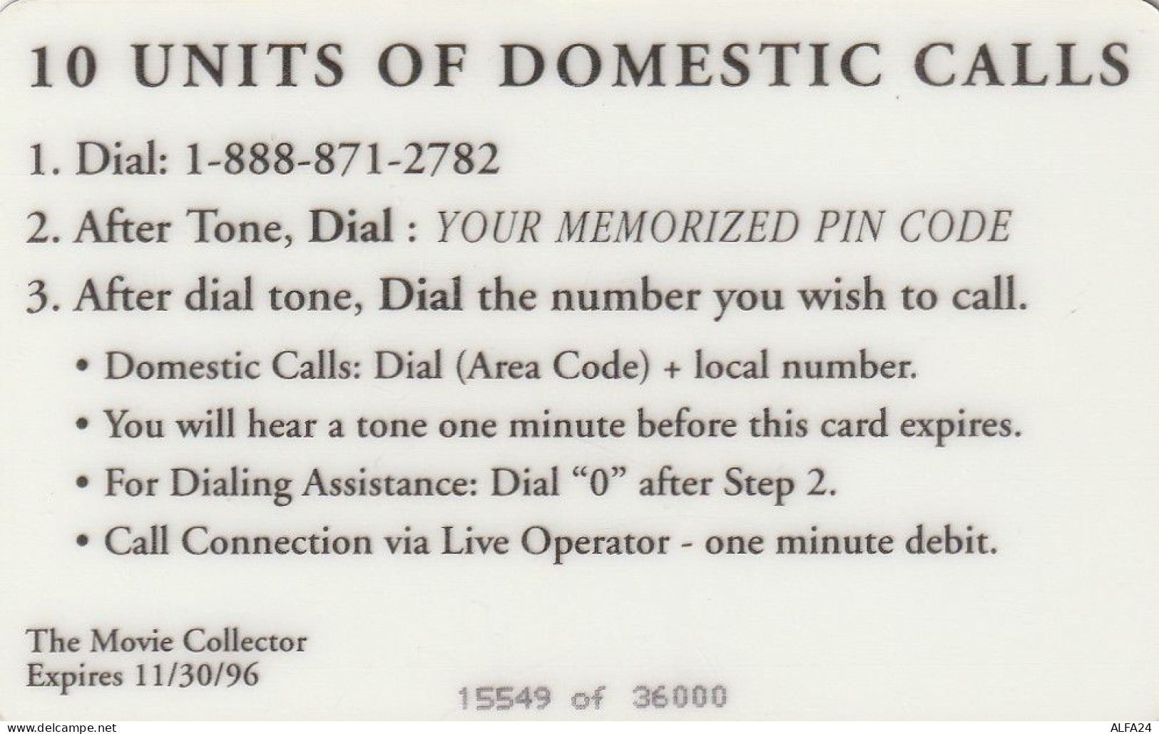 PREPAID PHONE CARD USA  (CZ1094 - Otros & Sin Clasificación