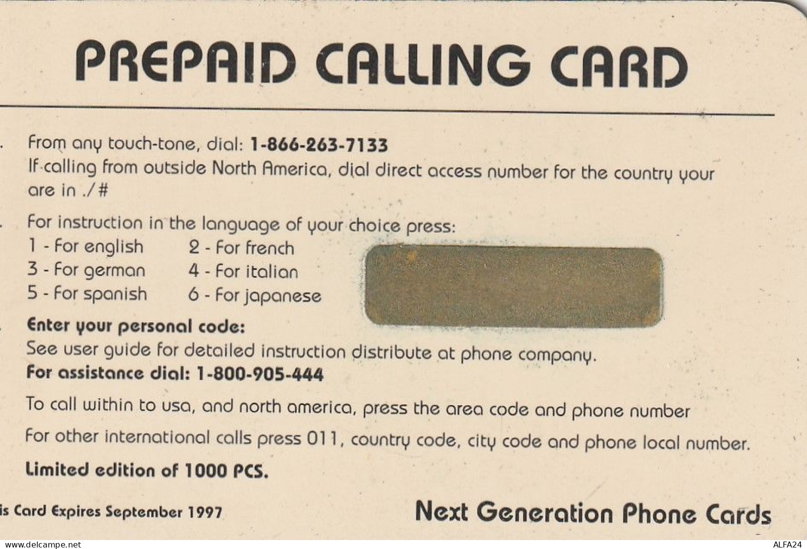 PREPAID PHONE CARD UK  (CZ1099 - BT Schede Mondiali (Prepagate)