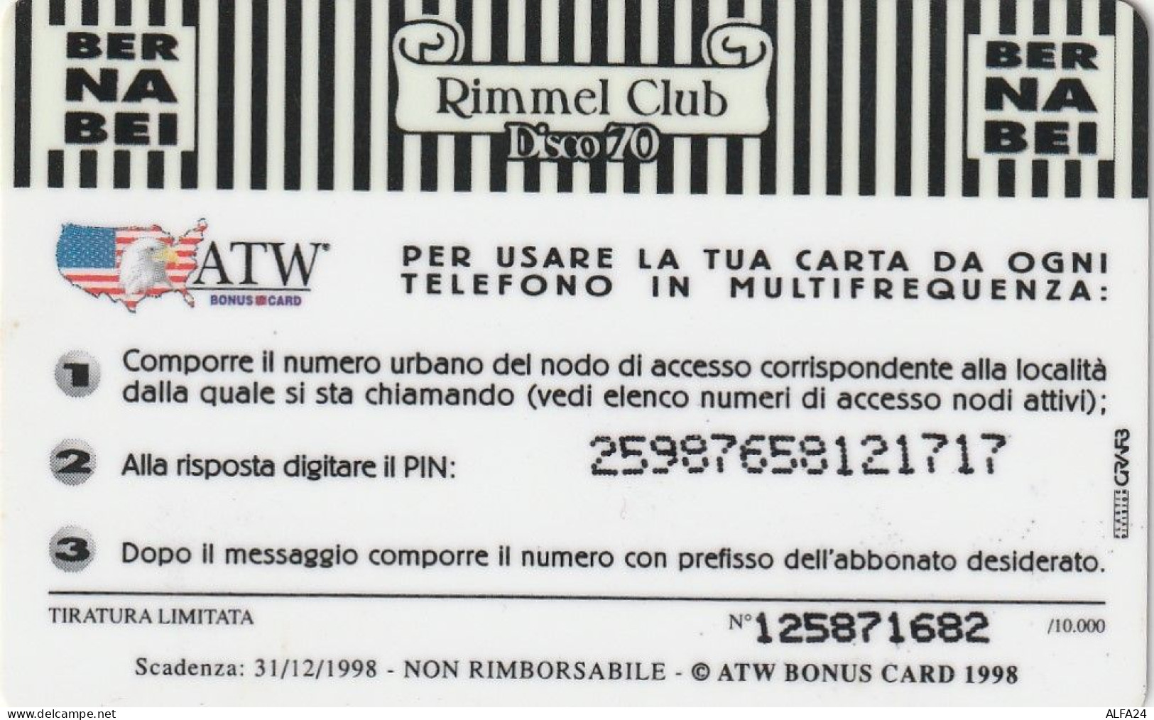 PREPAID PHONE CARD ITALIA ATW (CZ1088 - [2] Sim Cards, Prepaid & Refills