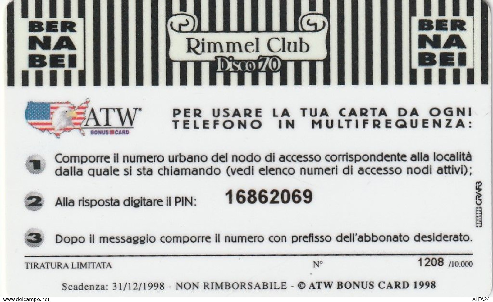 PREPAID PHONE CARD ITALIA ATW (CZ1078 - [2] Tarjetas Móviles, Prepagadas & Recargos