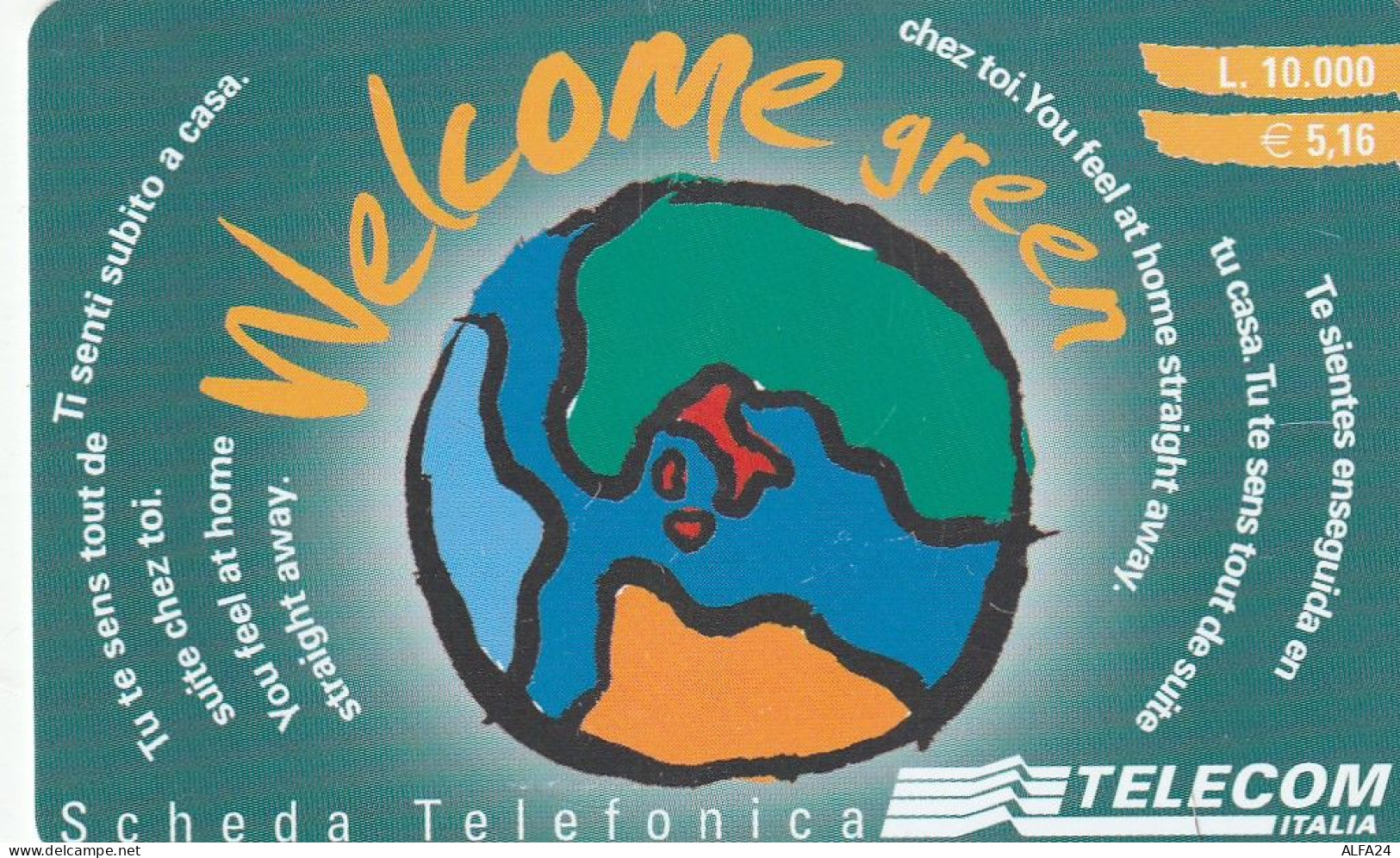 PREPAID PHONE CARD ITALIA WELCOME GREEN (CZ1075 - [2] Tarjetas Móviles, Prepagadas & Recargos