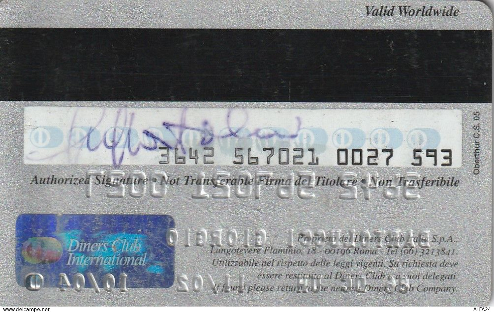 CARTA CREDITO SCADUTA DINERS CLUB  (CZ1065 - Credit Cards (Exp. Date Min. 10 Years)