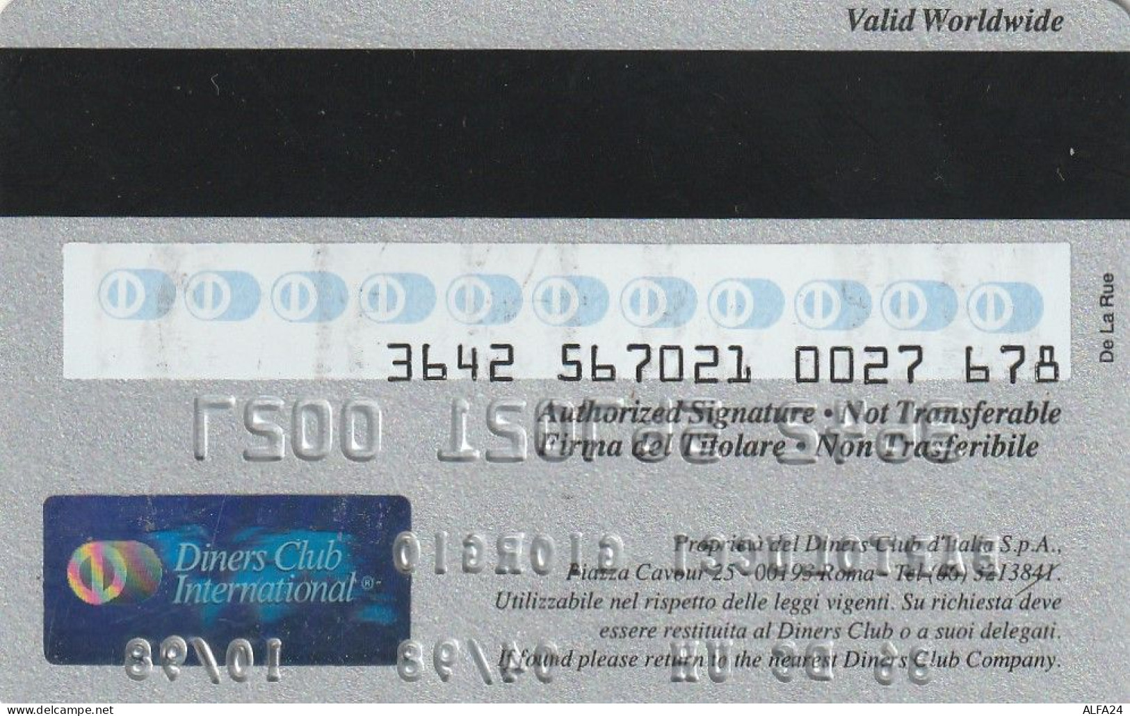 CARTA CREDITO SCADUTA DINERS CLUB  (CZ1054 - Credit Cards (Exp. Date Min. 10 Years)