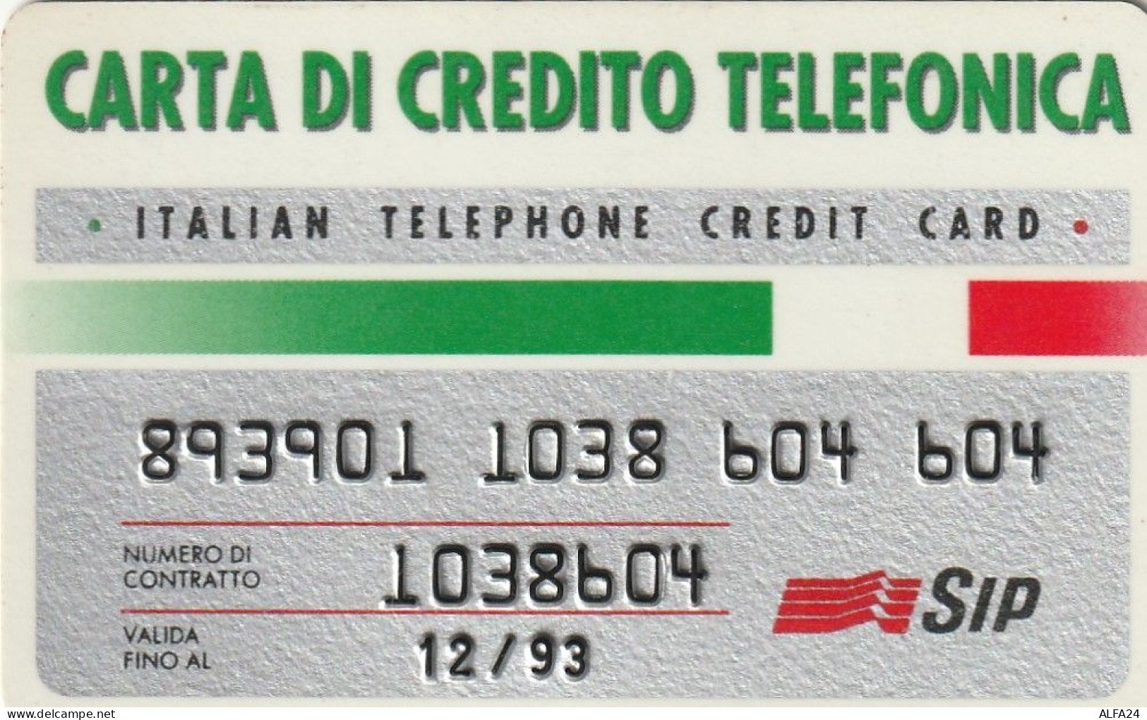 CARTA DI CREDITO TELEFONICA SIP 12/93  (CZ1046 - Usi Speciali