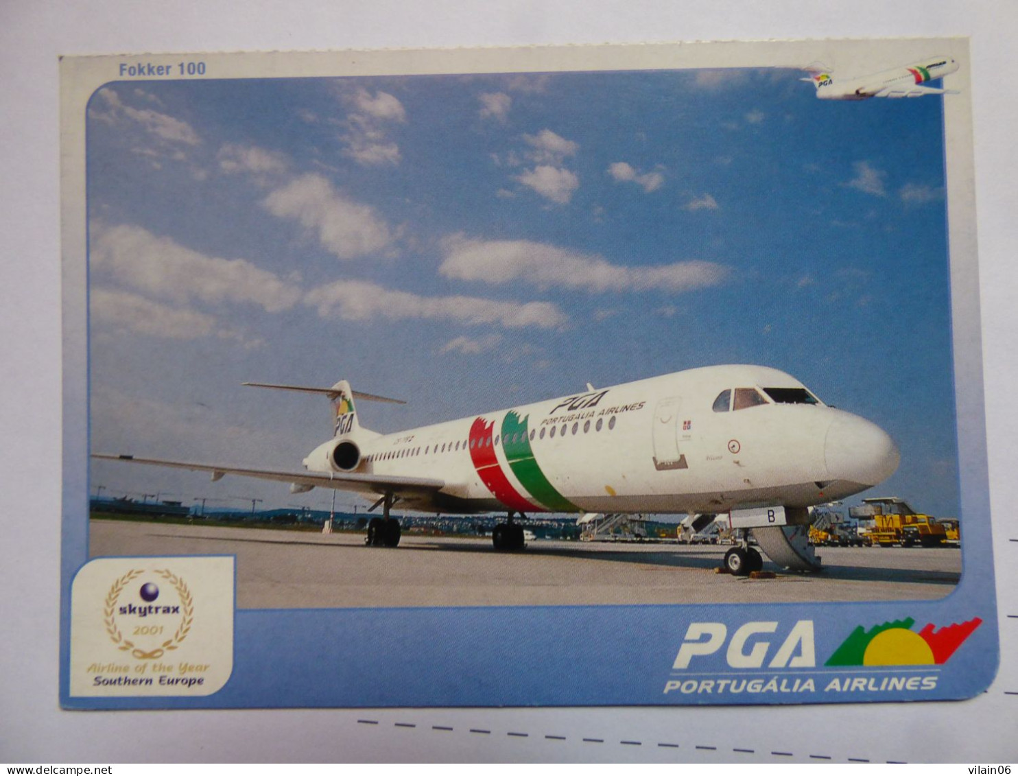 PGA / PORTUGALIA AIRLINES  FOKKER 100 /   AIRLINE ISSUE / CARTE COMPAGNIE - 1946-....: Era Moderna