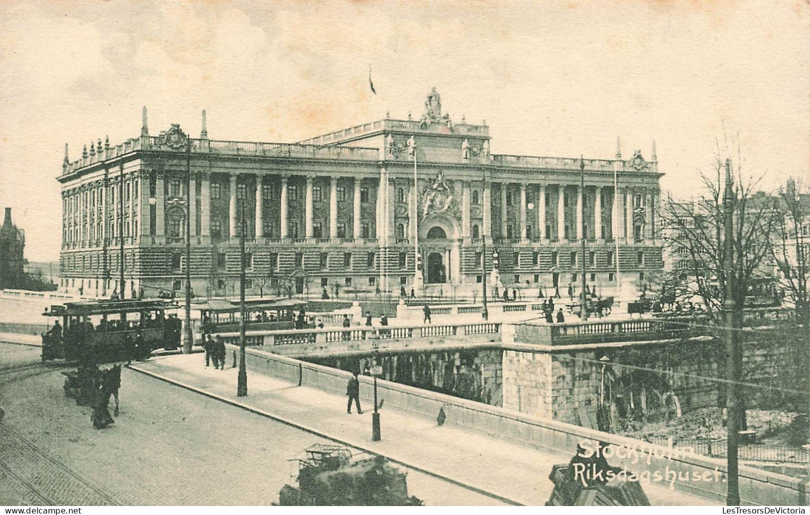 SUEDE - Stocknohm - Riksdagshuset - Animé - Vue Générale - Pont - Carte Postale Ancienne - Schweden