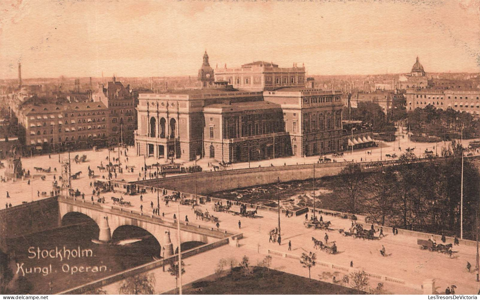 SUEDE - Stocknohm - Kungl Operan - Animé - Vue Générale - Pont - Voitures - Carte Postale Ancienne - Sweden