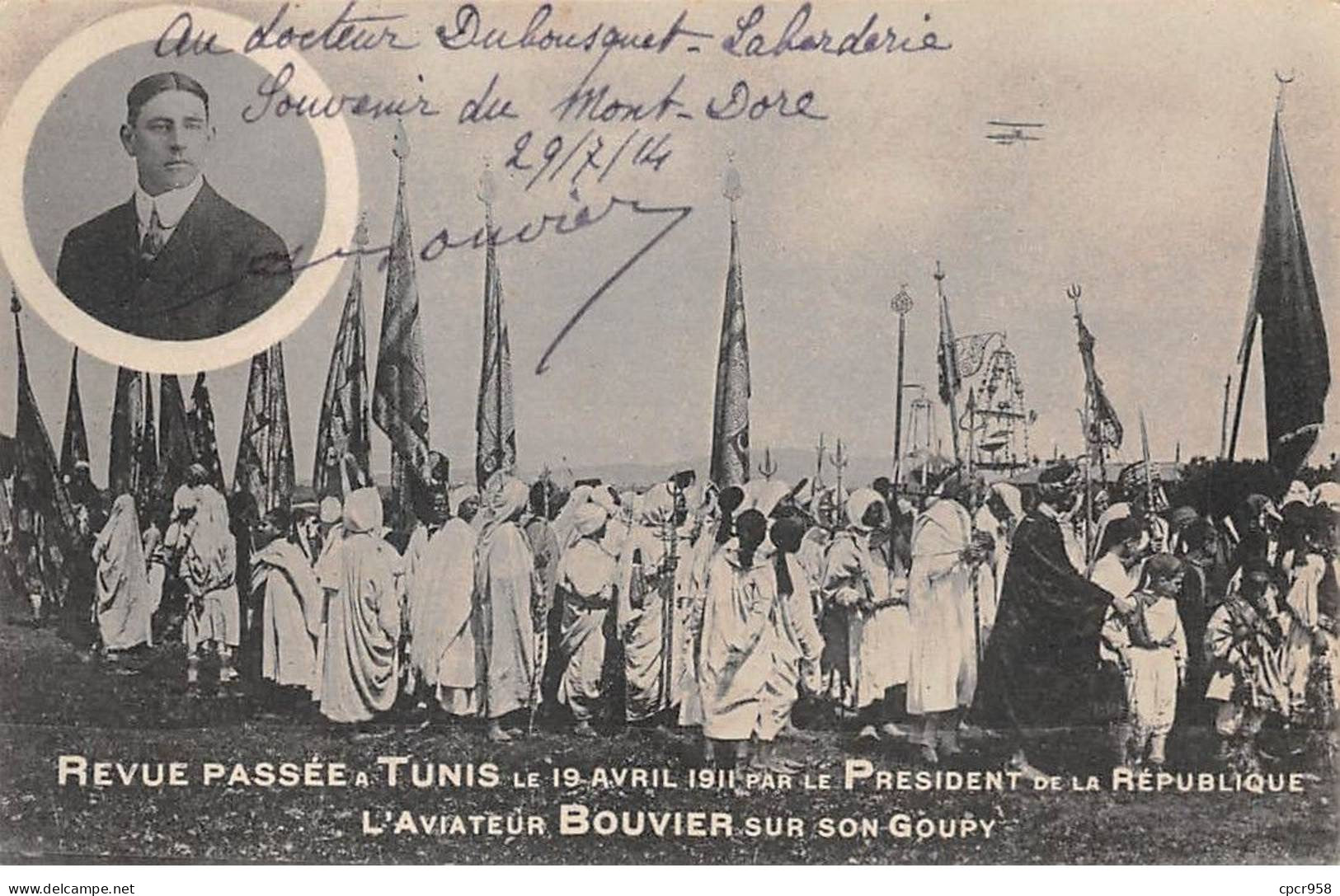 AVIATION - SAN33990 - Revu Passée à Tunis Par Le Président De La République, L'aviateur Bouvier - Autographe Original - Aviateurs