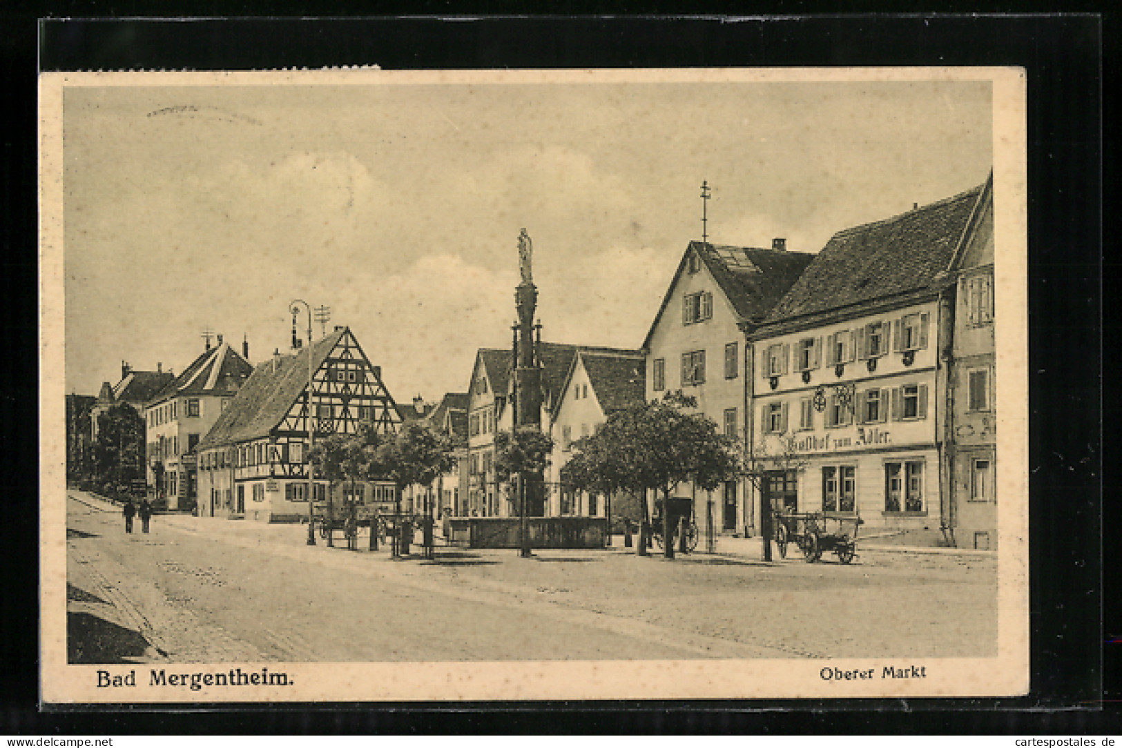 AK Bad Mergentheim, Oberer Markt Mit Gasthof Zum Adler Und Brunnen  - Bad Mergentheim