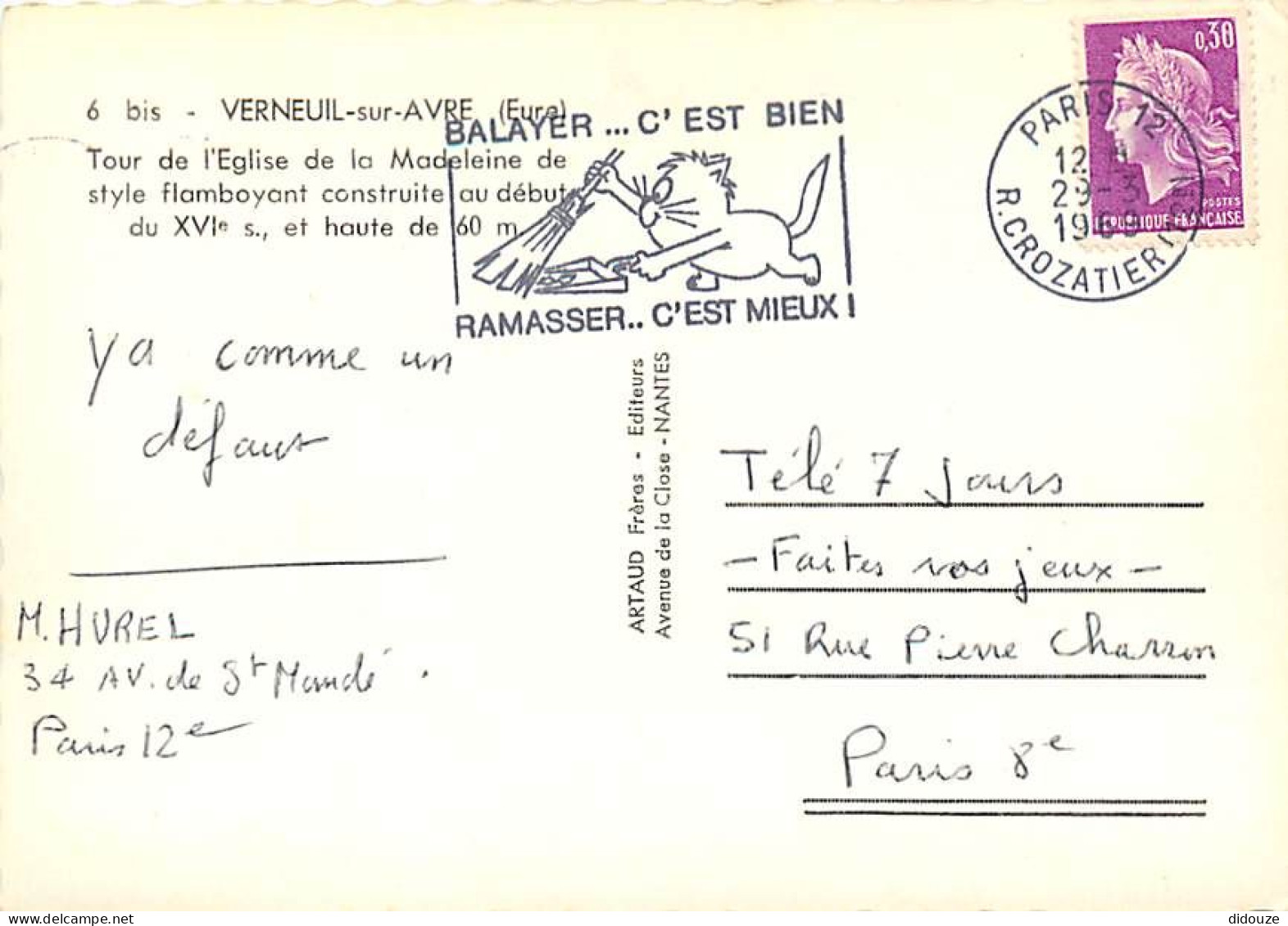 27 - Verneuil Sur Avre - Tour De L'Eglise De La Madeleine - Voir Flamme Postale - Carte Dentelée - CPSM Grand Format - V - Verneuil-sur-Avre