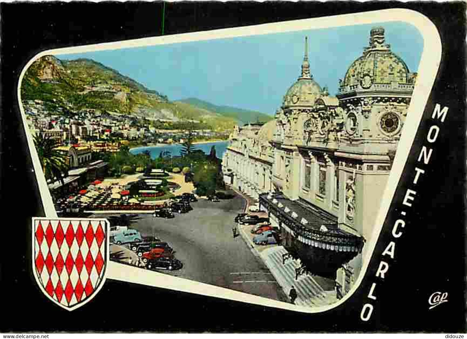 Monaco - Monte-Carlo - Le Casino Et Le Café De Paris - Automobiles - Blasons - Carte Neuve - CPM - Voir Scans Recto-Vers - Casino