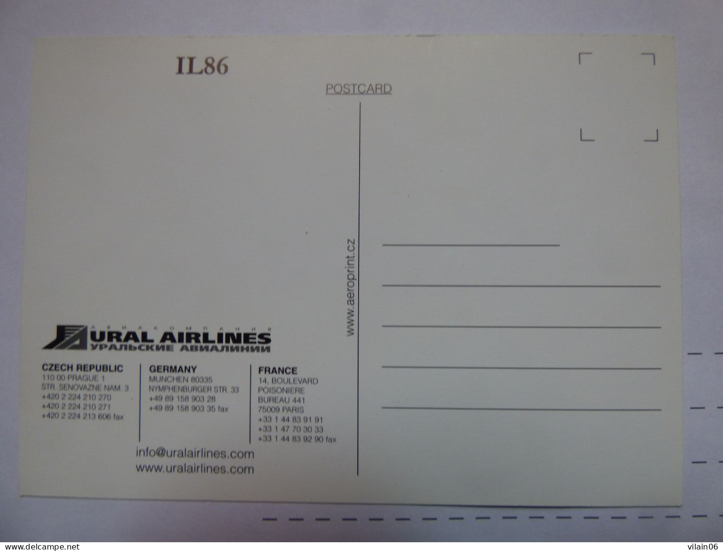 URAL AIRLINES  IL 86   /   AIRLINE ISSUE / CARTE COMPAGNIE - 1946-....: Era Moderna