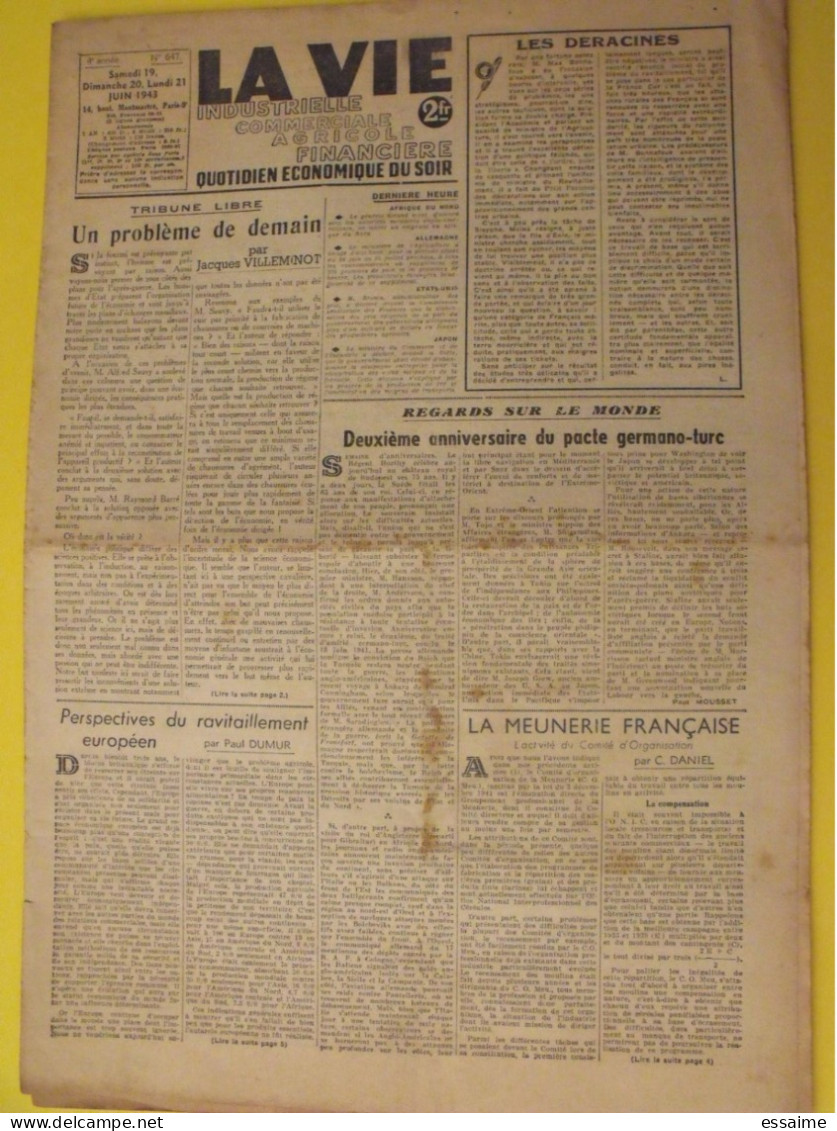 La Vie Industrielle Commerciale Agricole Financière. N° 647 Du 19 Juin 1943. Guerre Laval Pétain STO Gazogène Meunerie - Guerra 1939-45