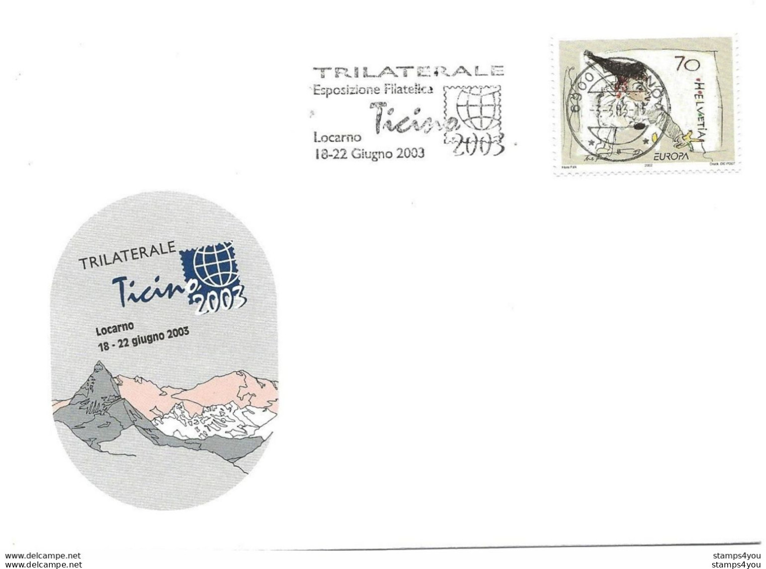 413 - 64 -  Enveloppe Avec Oblit Mécanique "Trilaterale Expo Ticino 2003" - Postmark Collection