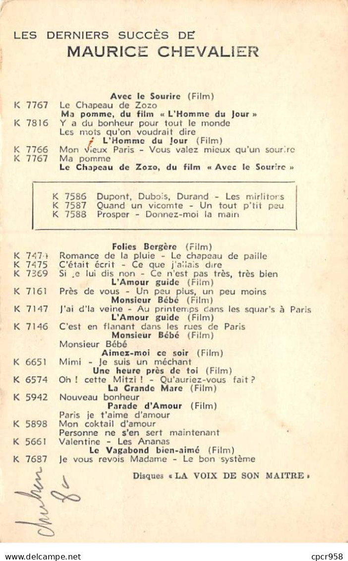 CHANTEUR - SAN36880 - Maurice Chevalier - Artistes