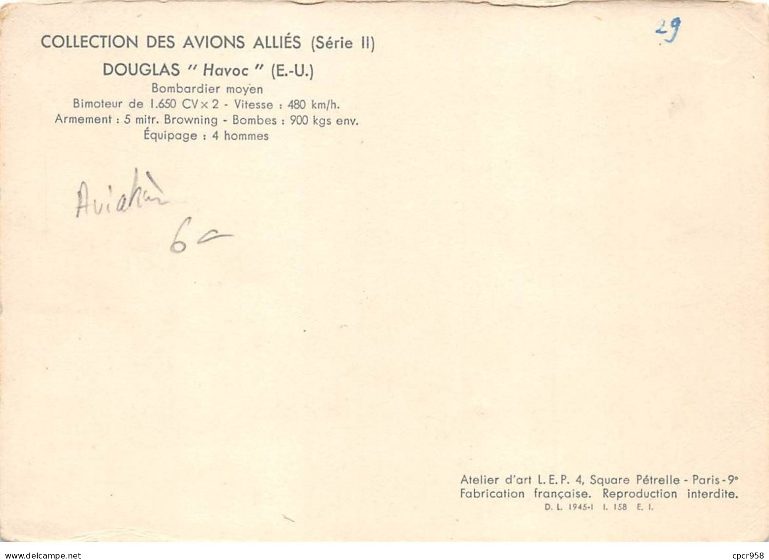 Aviation - N°81330 - Collections Des Avions Alliés (Série II) Douglas Havoc - Bombardier Moyen - Louis Petit - 1939-1945: 2ème Guerre
